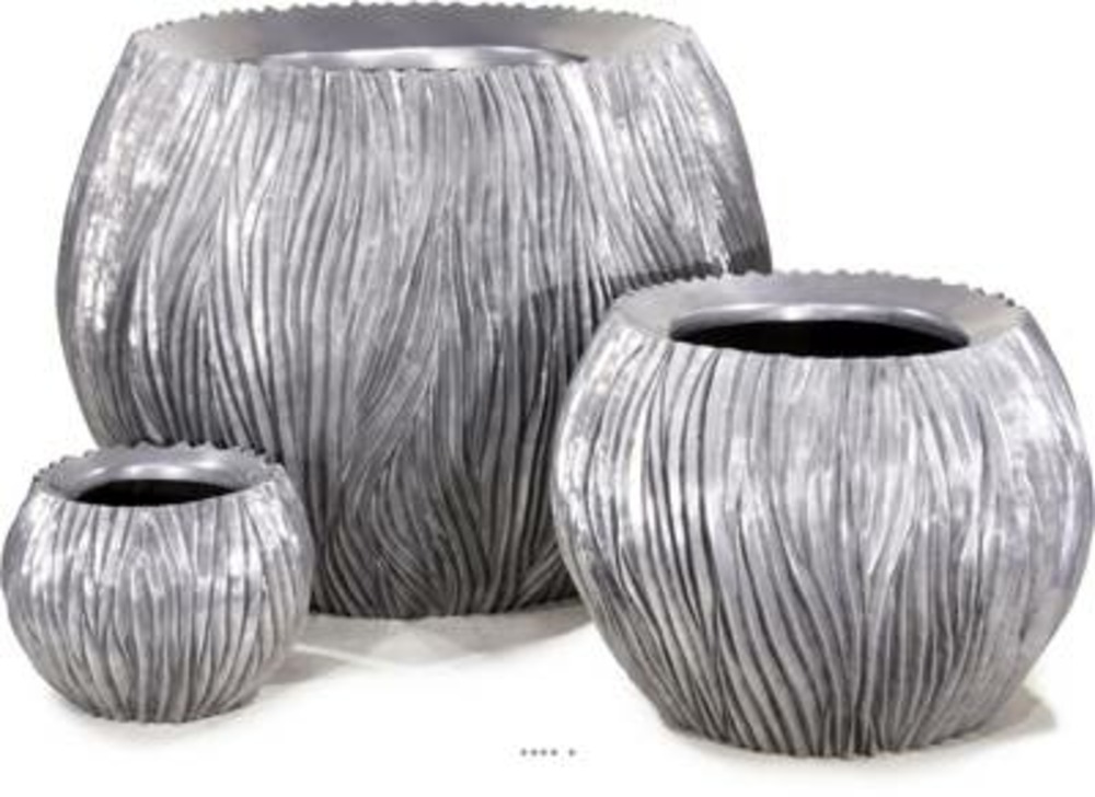 Bac & particules métal ø120cm h90cm ext chaudron argent vague - dimhaut: h 90 cm