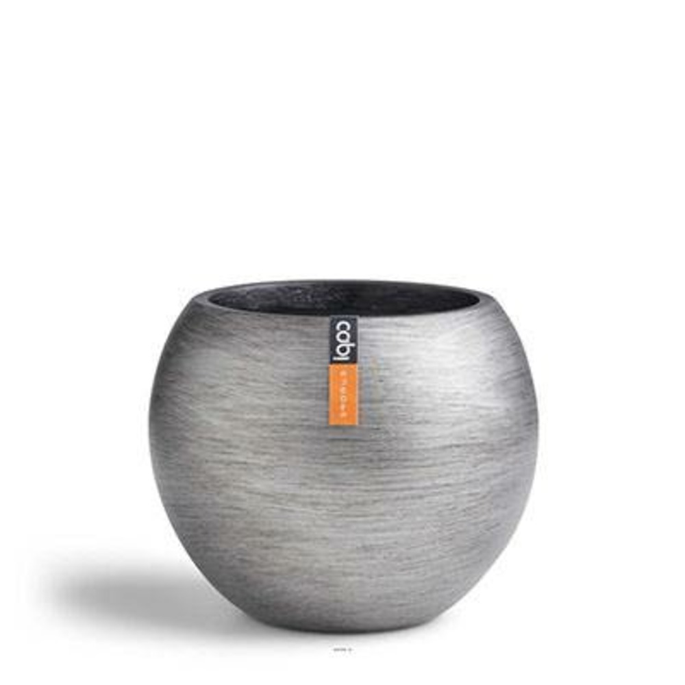Joli pot rétro forme boule argent en matières synthétiques h 9 x d 10 cm argent