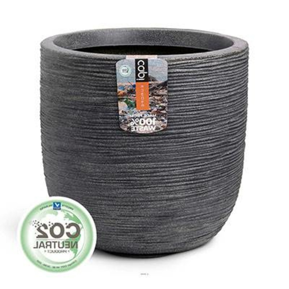 Pot eggpot élégant en matière synthétique recyclable h 34 cm d35 cm gris anthrac