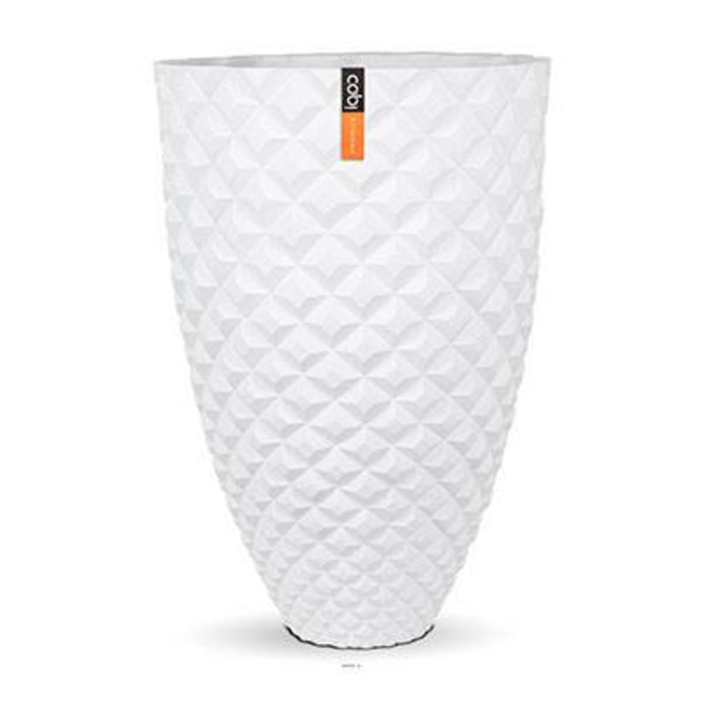 Joli grand vase effet 3d fibres synthétiques h 87 x d 59 cm blanc - dimhaut: h 8
