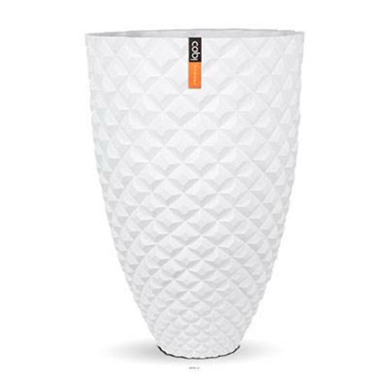 Joli grand vase effet 3d fibres synthétiques h 87 x d 59 cm blanc - dimhaut: h 8