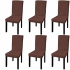 Housse de chaise droite extensible 6 pcs marron