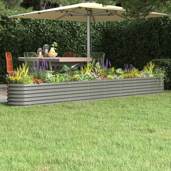 Jardinière surélevée acier potager pour jardin balcon gris 332x40x36 cm