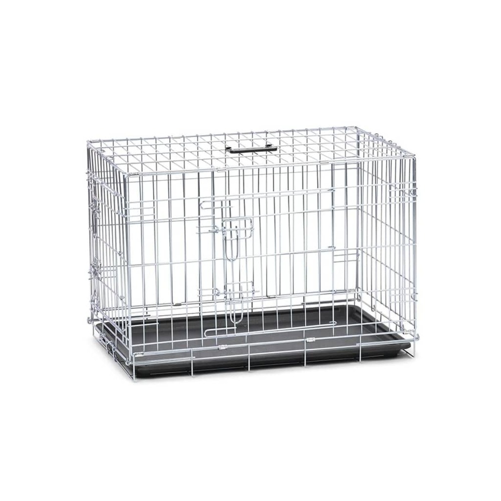 Cage avec 2 portes pour chien 77x47x54 cm argenté