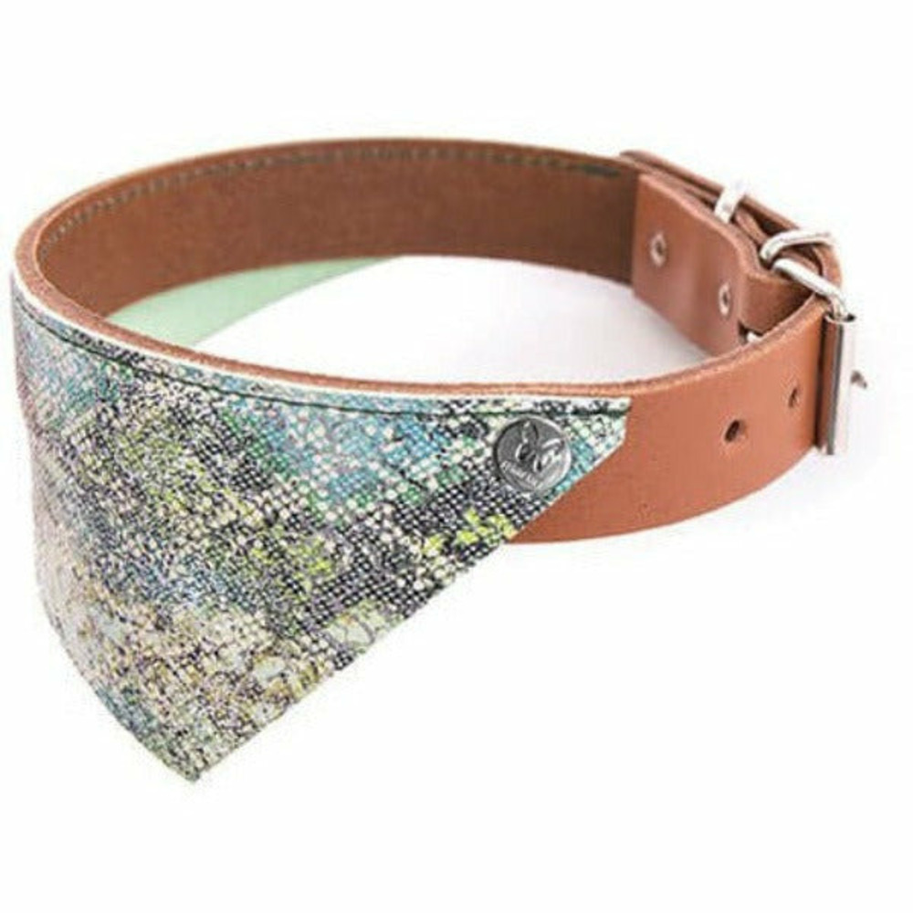 Collier pour chiens en cuir pleine fleur avec bandana