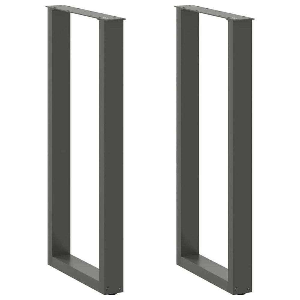 Pieds de table de bar en u 2 pièces anthracite 40 x (100-101) cm acier