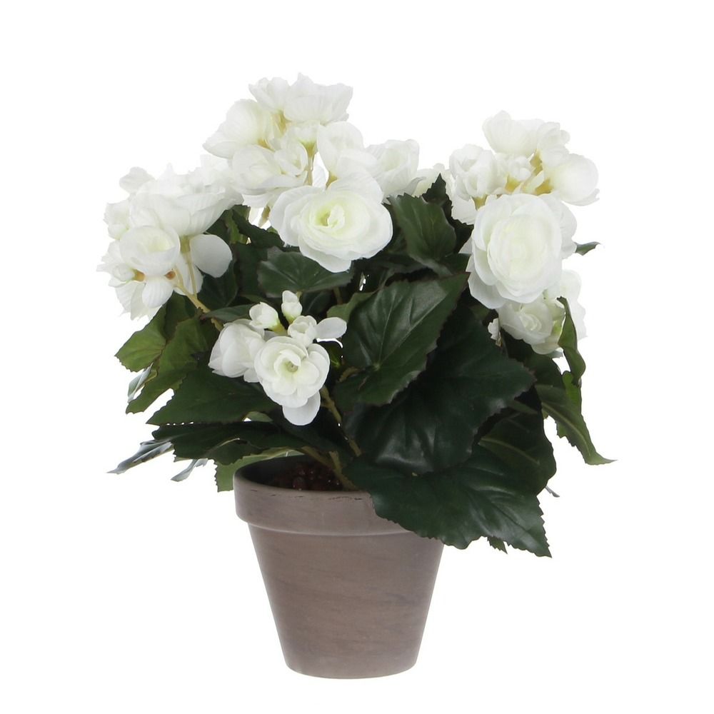 Mica decorations fausse plante - plante artificielle bégonia - h30 cm - blanc