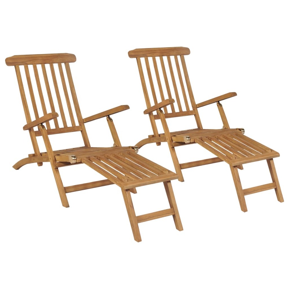 Lot de chaises de terrasse avec repose-pied bois de teck solide