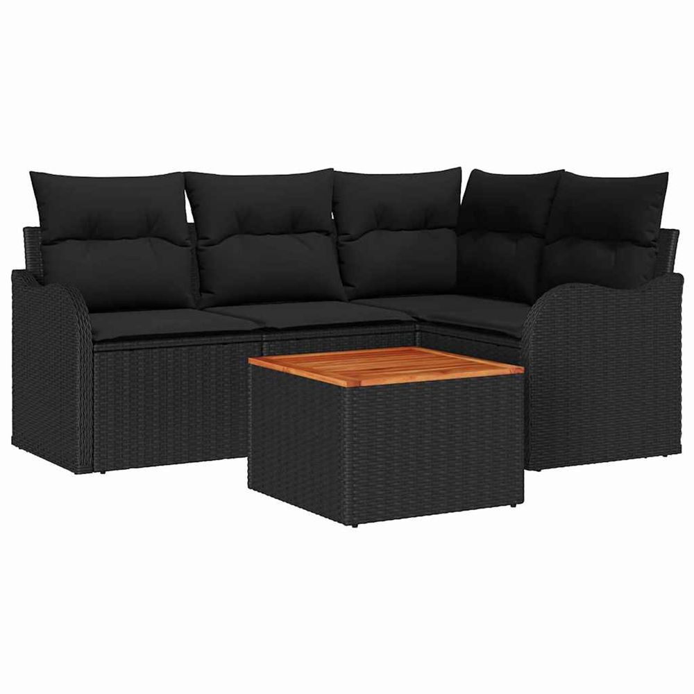 Ensemble de canapé de jardin 5 pc noir polyrotin