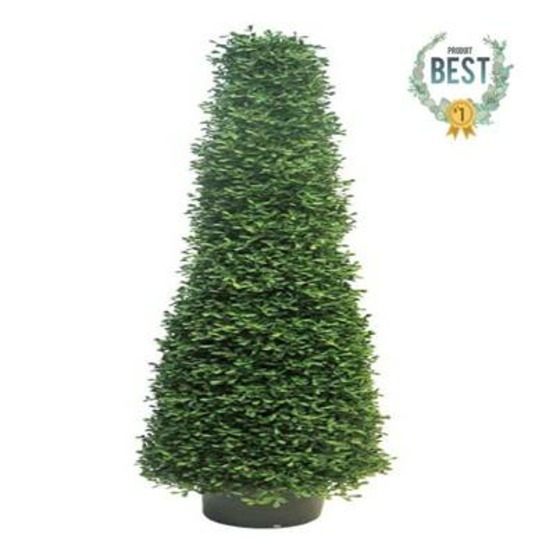 Cone buis factice en pot feuille plastique protect uv h130cm vert-best