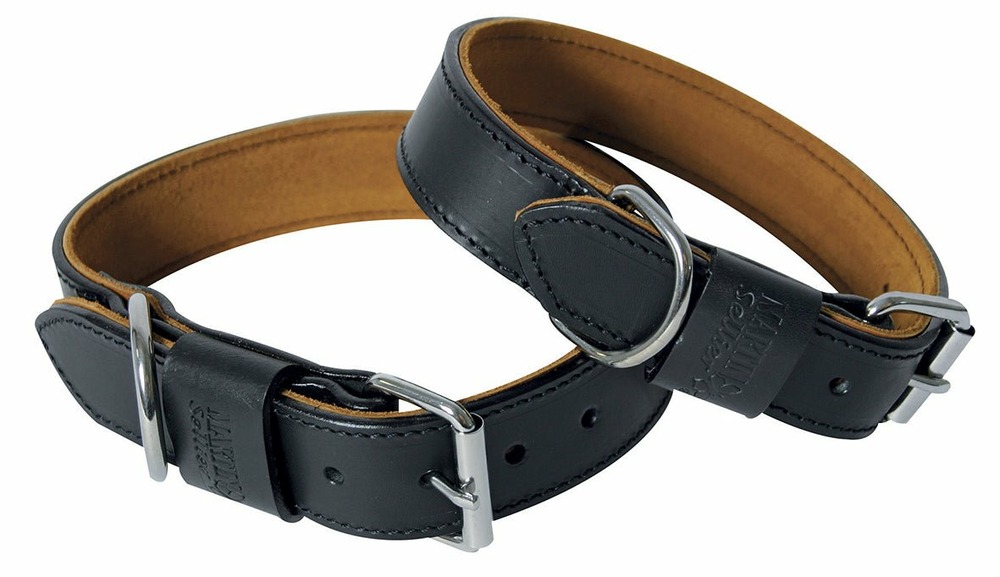 Collier pour chiens en cuir pleine fleur doublé de croûte de cuir velours