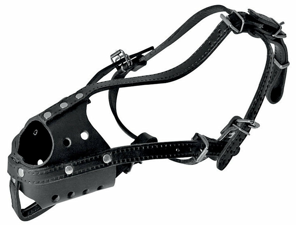 Muselière police pour chien en cuir pleine fleur