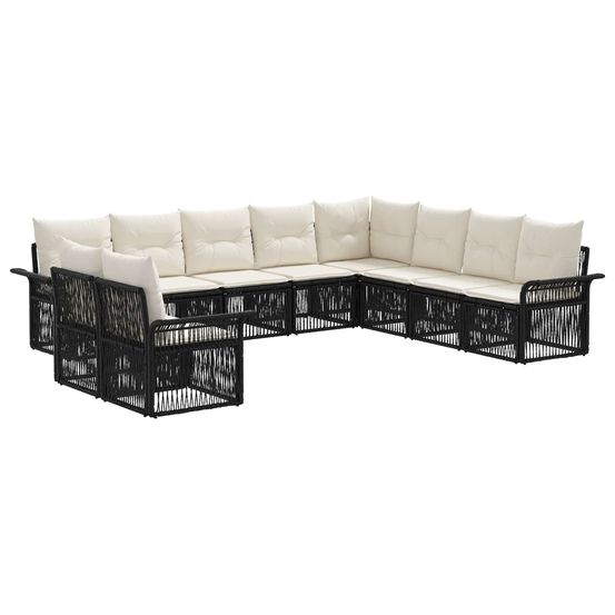 Ensemble de canapé de jardin 10 pc noir polyrotin