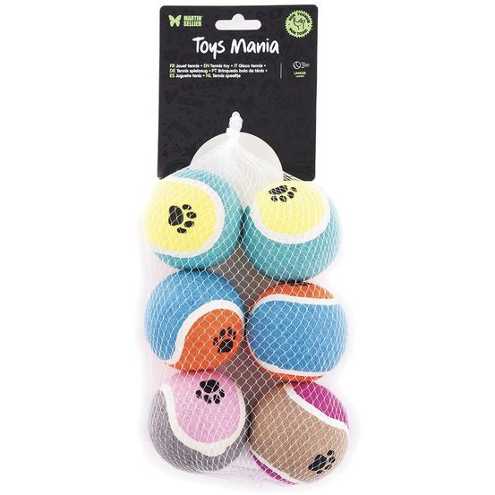 Lot de 4 filets de 6 balles de tennis pour chiens - lot de 24 balles de tennis