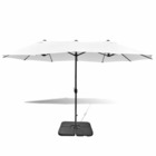Parasol avec base portable 2,7 x 4,6 m aluminium blanc sable