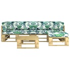 Salon de jardin palette 4pcs avec coussins pin imprégné de vert