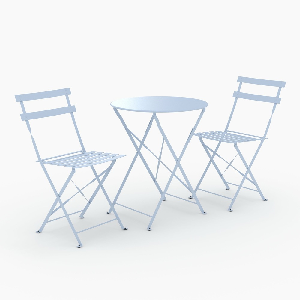 Kayla-table ronde et chaises de jardin pliantes 2 places en métal bleu