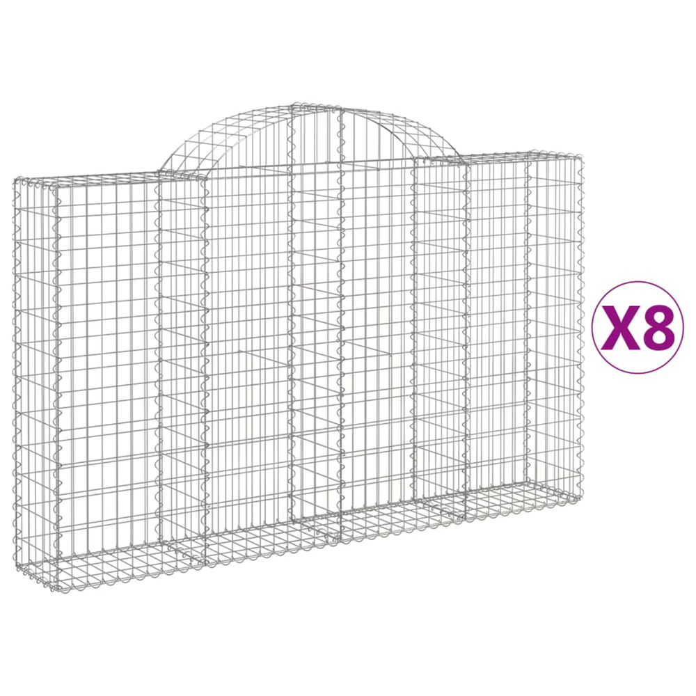 Paniers à gabions arqués 8 pcs 200x30x120/140 cm fer galvanisé