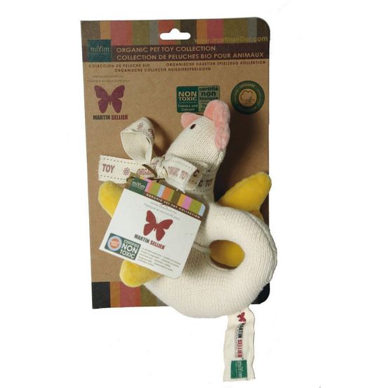 Peluche sonore poule en coton biologique pour chiens et chats