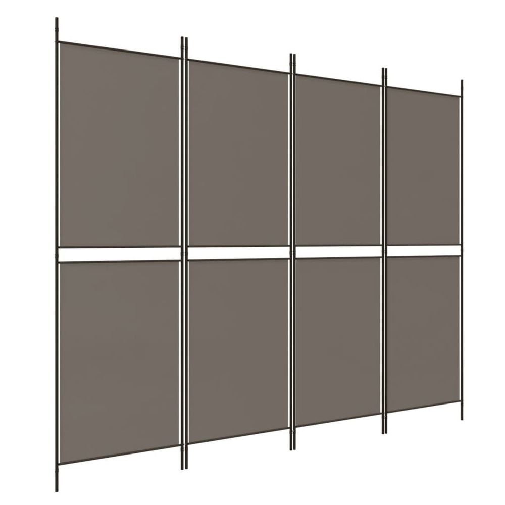 Cloison de séparation 4 panneaux anthracite 200x200 cm tissu