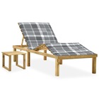 Chaise longue de jardin avec table et coussin pin imprégné