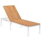 Chaise longue bois de teck solide et acier inoxydable