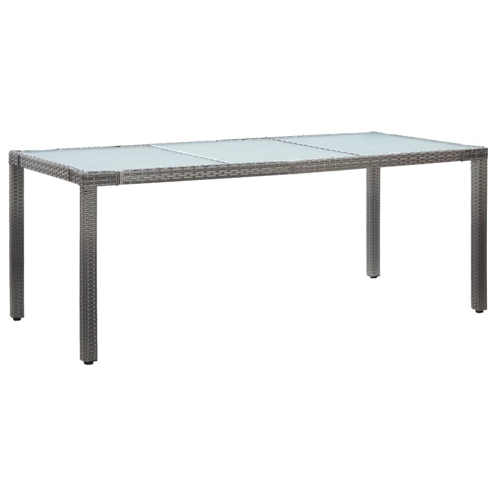 Table de jardin gris 190x90x75 cm résine tressée
