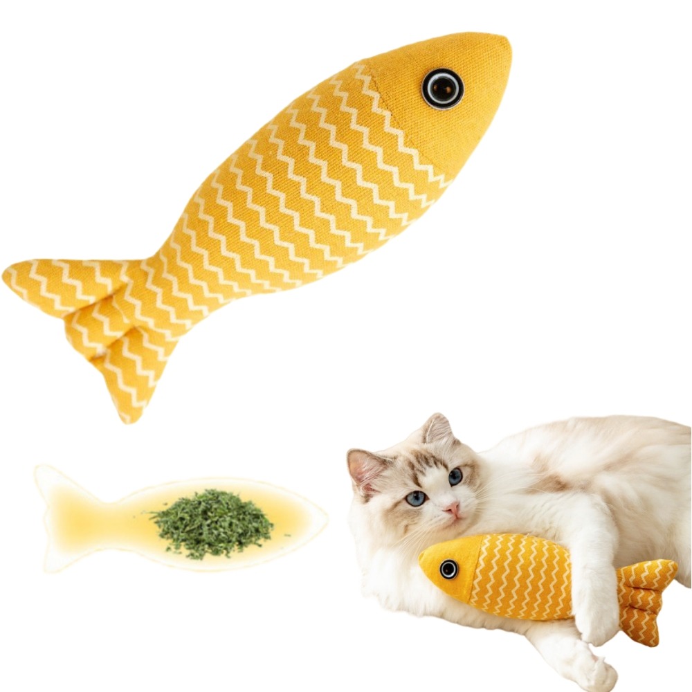 Jouet d'herbe à chat en forme de poisson