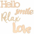 4 mots en bois relax/smile/love/hello