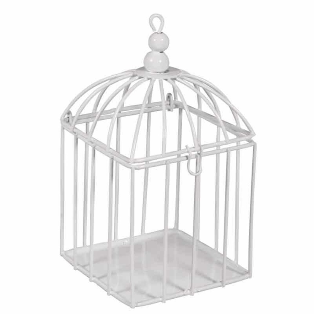 Cage décorative 13 x 7 x 7 cm - blanche
