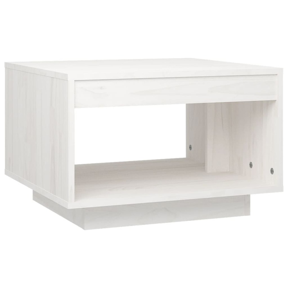 Table basse blanc 50x50x33,5 cm bois de pin massif