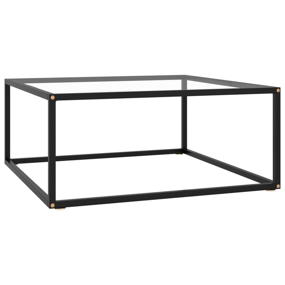 Table basse noir avec verre trempé 80x80x35 cm