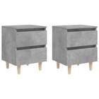 Tables de chevet pieds en pin 2 pcs gris béton 40x35x50 cm