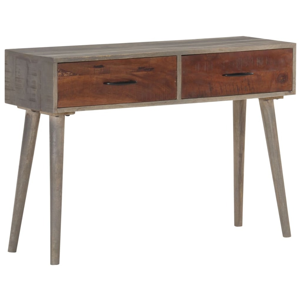 Table console gris 110x35x75 cm bois de manguier massif brut