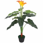 Plante artificielle avec pot lis calla 85 cm rouge et jaune