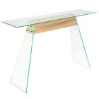 Table console mdf et verre 120 x 30 x 76 cm couleur de chêne