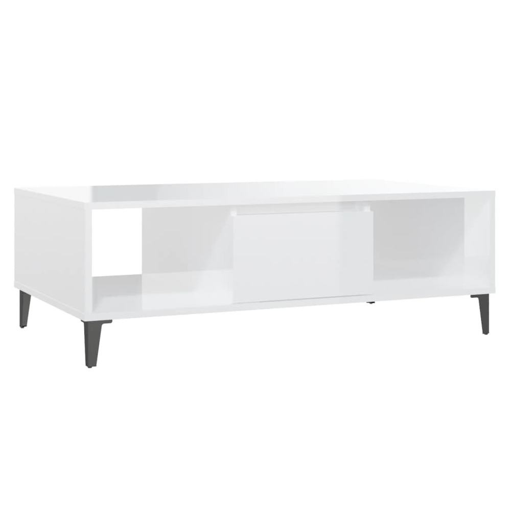 Table basse blanc brillant 103,5x60x35 cm aggloméré