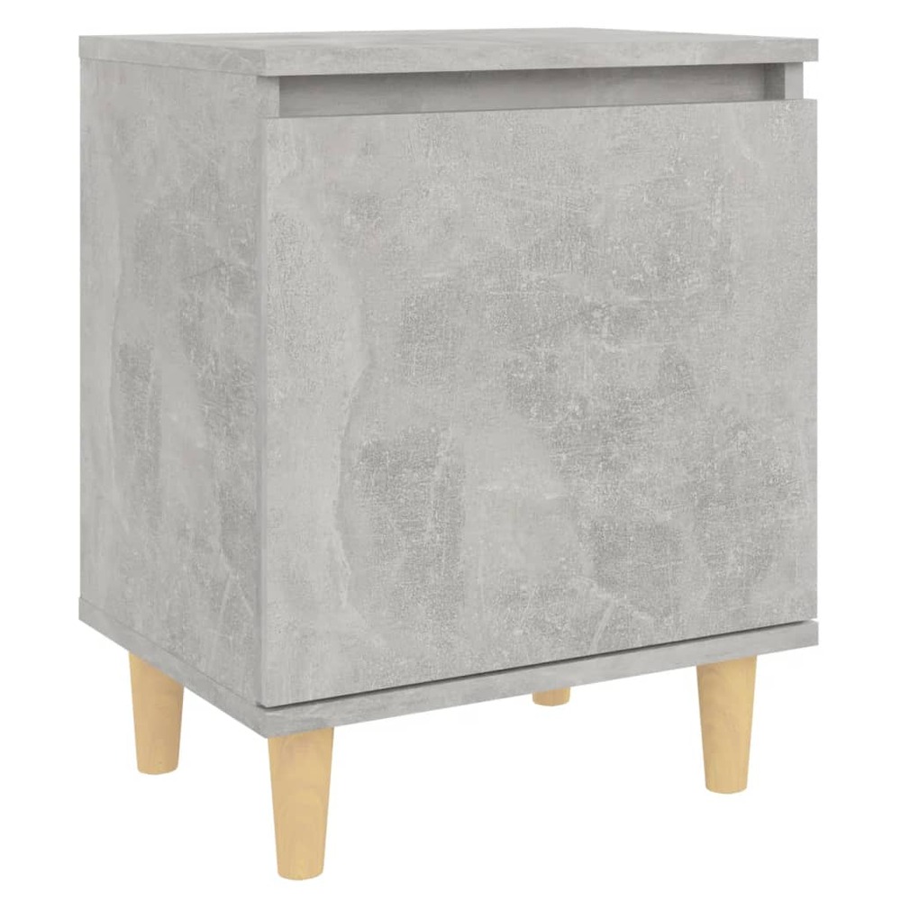 Table de chevet avec pieds en bois gris béton 40x30x50 cm