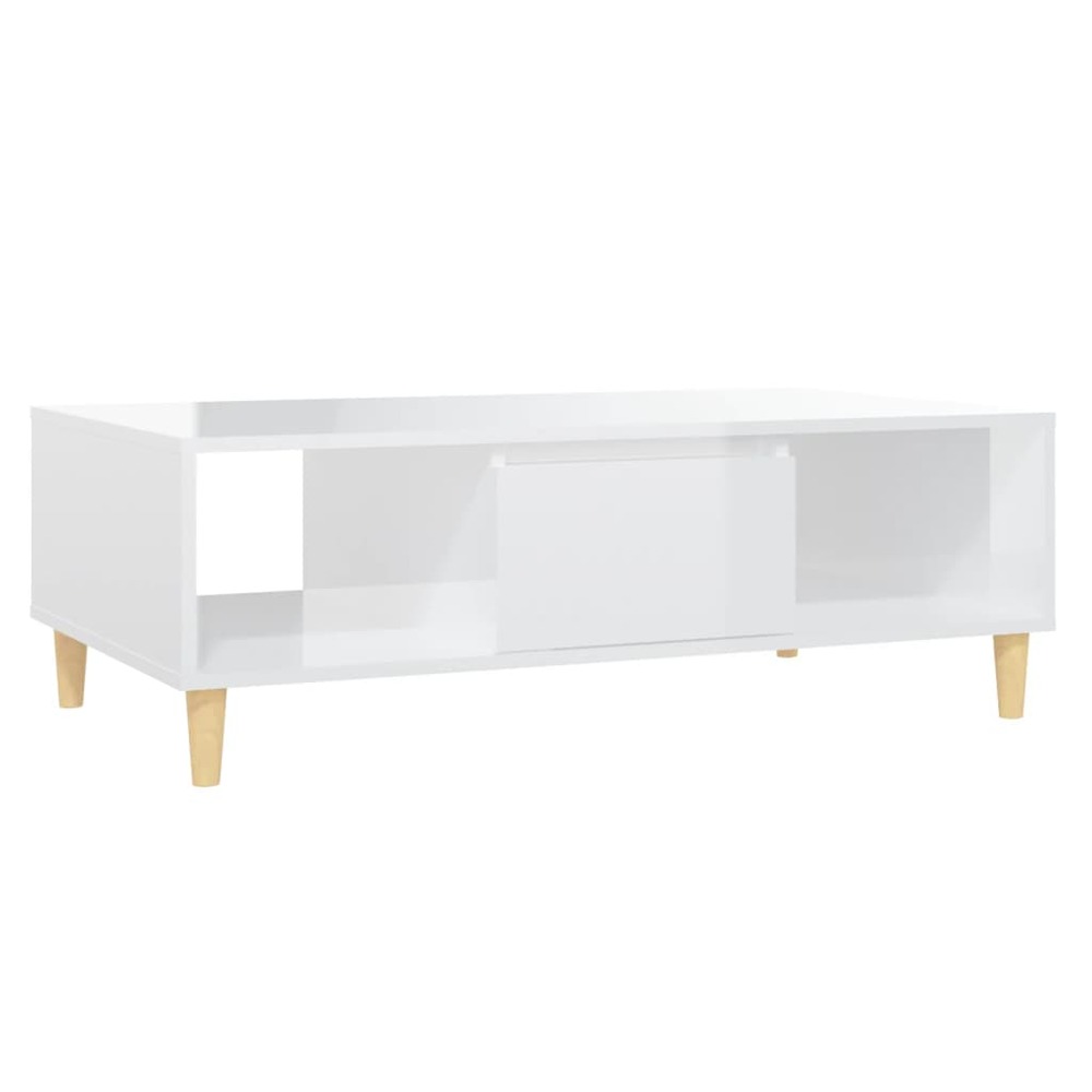 Table basse blanc brillant 103,5x60x35 cm aggloméré