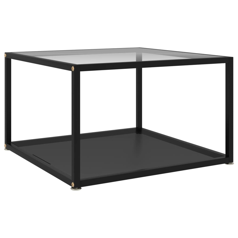 Table basse transparent et noir 60x60x35 cm verre trempé
