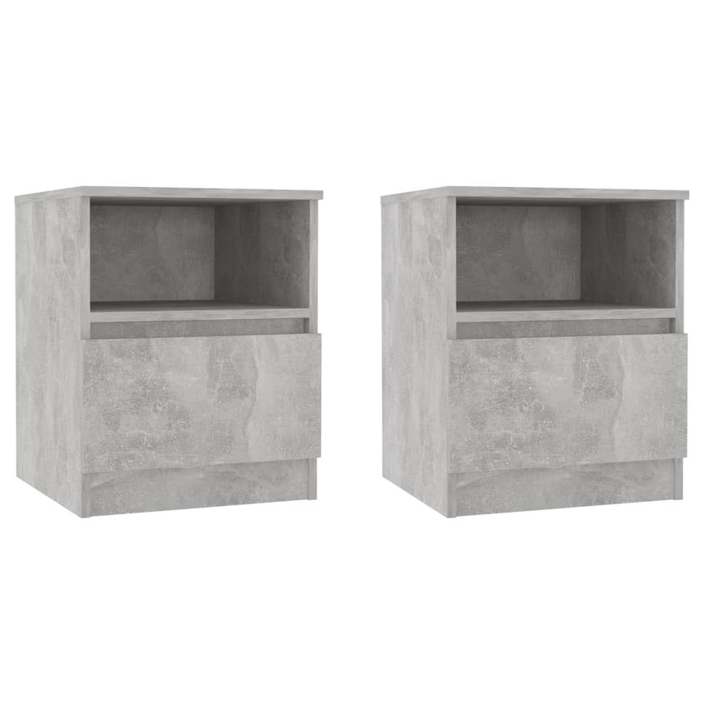 Tables de chevet 2 pcs gris béton 40x40x50 cm aggloméré