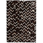 Tapis cuir véritable patchwork 120 x 170 cm chevron noir/blanc