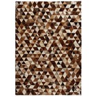 Tapis cuir véritable patchwork 80 x 150cm triangle marron/blanc