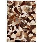 Tapis cuir véritable patchwork 160x230cm aléatoire marron/blanc