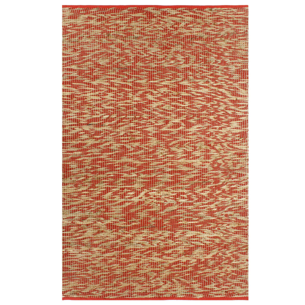 Tapis fait à la main jute rouge et naturel 120x180 cm