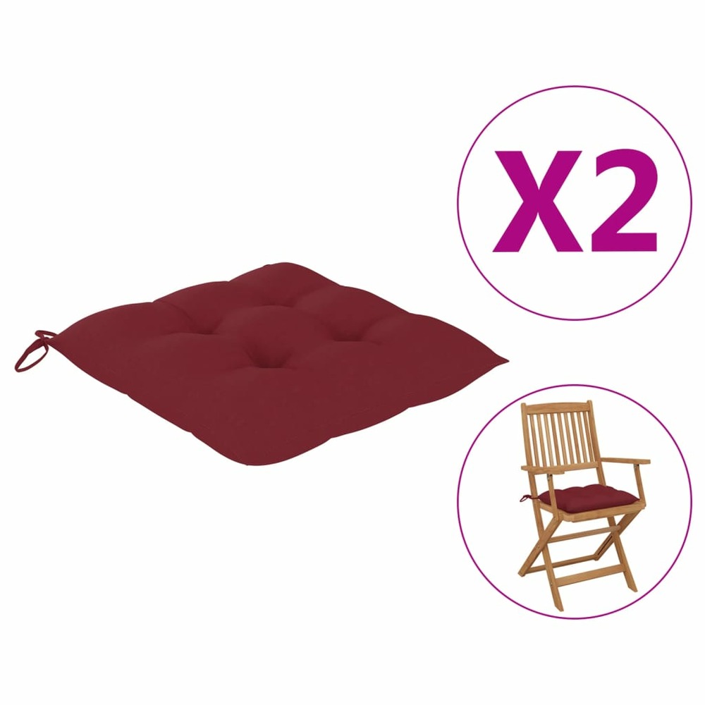 Coussins de chaise 2 pcs rouge bordeaux 40x40x7 cm tissu oxford