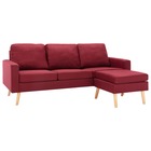 Canapé à 3 places avec repose-pied rouge bordeaux tissu