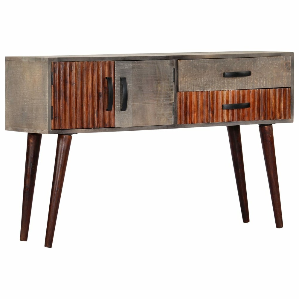 Table console gris 120x35x75 cm bois de manguier massif brut