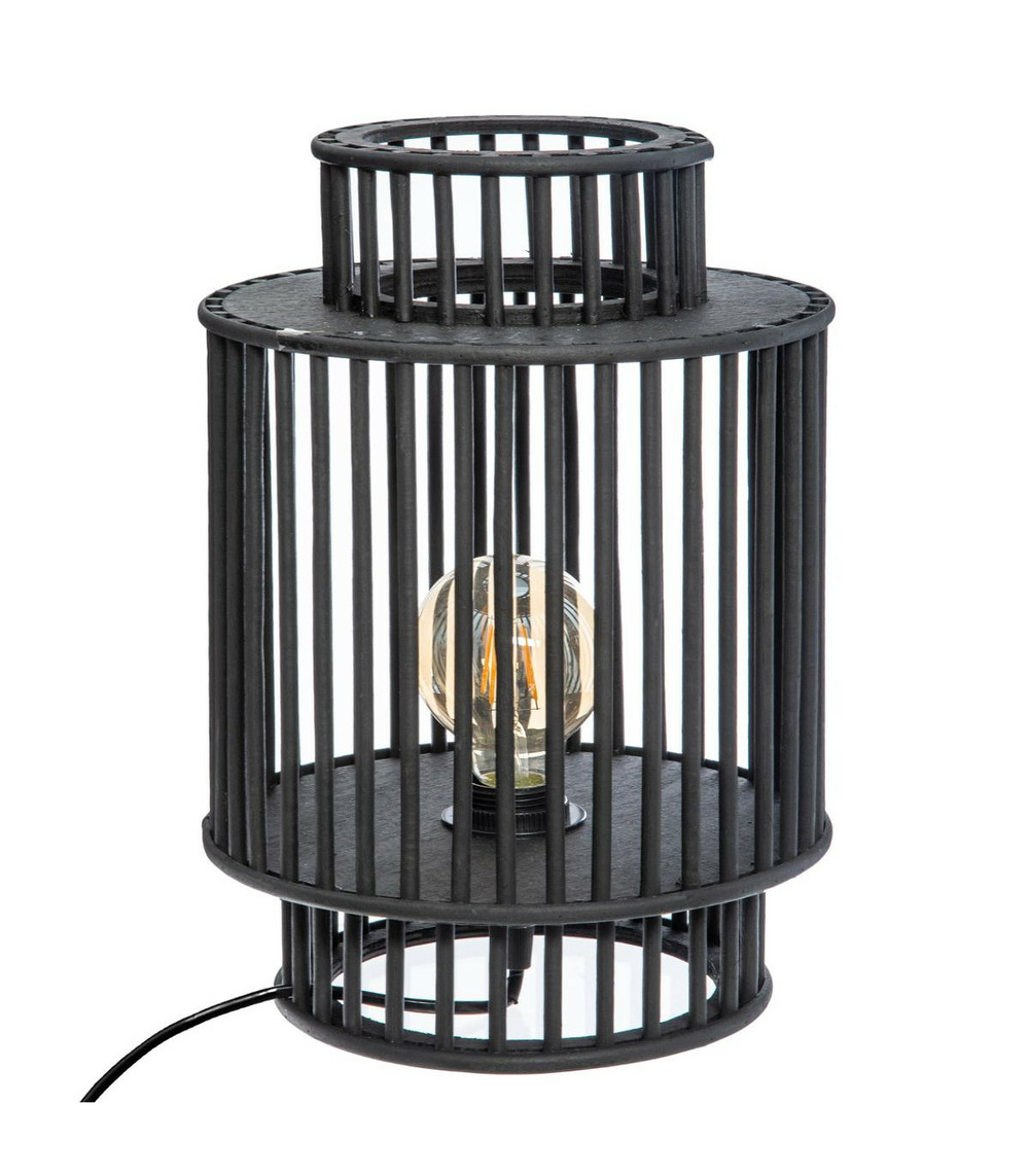 Lampe en bambou noir h 35 cm