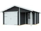 Garage bois "visby 2" - 26,25 m² - 500 x 525 cm - 28 mm - gris ardoise